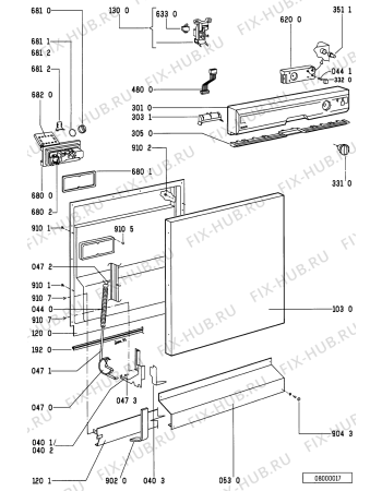 Схема №2 ADL 341 WH с изображением Панель для посудомоечной машины Whirlpool 481245379414