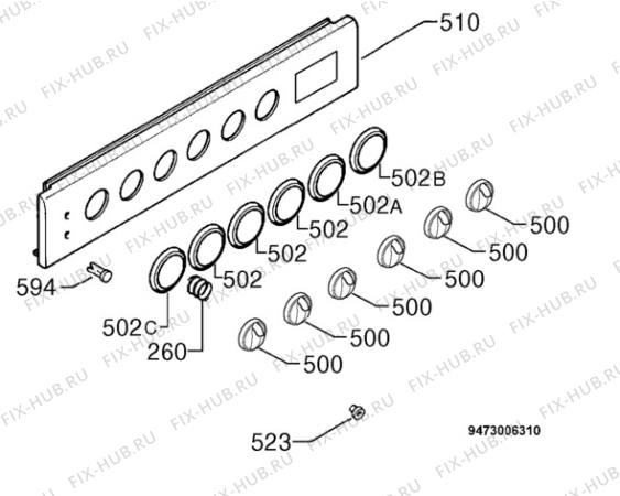 Взрыв-схема плиты (духовки) Electrolux EK6765W - Схема узла Command panel 037