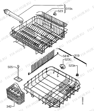 Взрыв-схема посудомоечной машины Aeg FAV7450ID - Схема узла Baskets, tubes 061