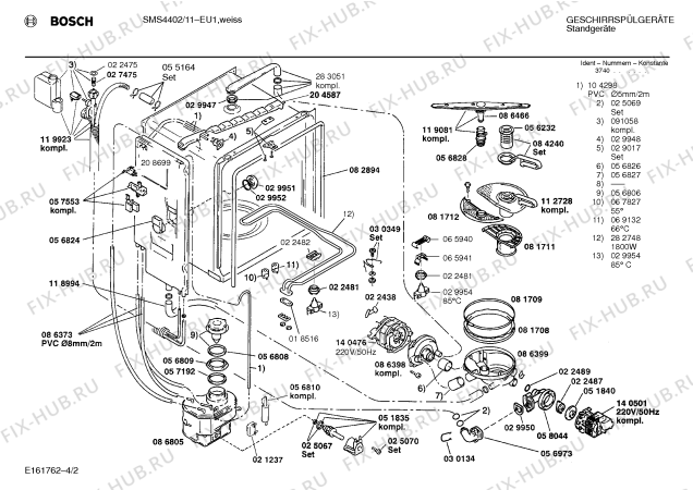 Взрыв-схема посудомоечной машины Bosch SMS4402 - Схема узла 02