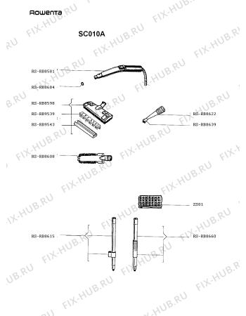 Взрыв-схема пылесоса Rowenta SC010A - Схема узла SC010AIT.__2