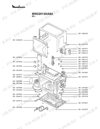 Схема №1 MW221030/A8A с изображением Холдер для свч печи Moulinex SS-187084