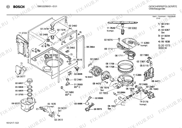 Взрыв-схема посудомоечной машины Bosch SMU2299 - Схема узла 02