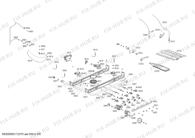 Взрыв-схема плиты (духовки) Bosch HSG45I24SC PRO 6550 INOX L60 - Схема узла 05