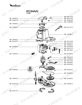 Взрыв-схема кухонного комбайна Moulinex DFC84A(5) - Схема узла 5P003362.9P3