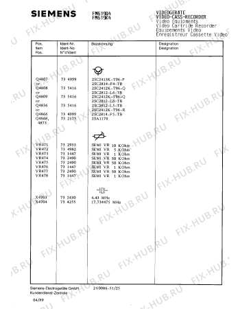 Схема №37 FM601Q4 с изображением Рычаг для видеоэлектроники Siemens 00755393