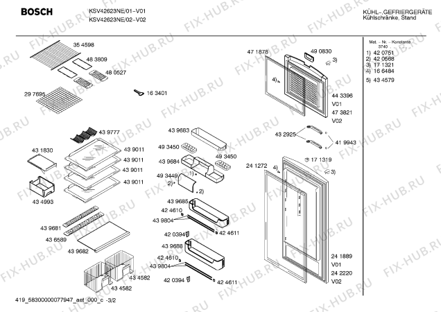 Взрыв-схема холодильника Bosch KSV42623NE - Схема узла 02