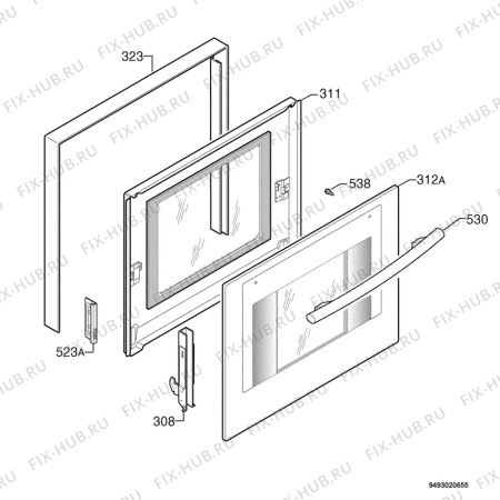 Взрыв-схема плиты (духовки) Electrolux EOB5700W - Схема узла Door 003