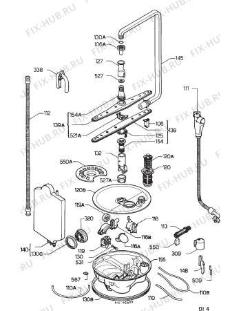 Взрыв-схема посудомоечной машины Zanussi ZW1722 - Схема узла Hydraulic System 272