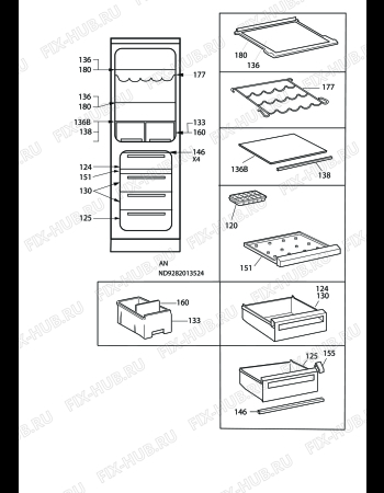 Взрыв-схема холодильника Electrolux ER8391B - Схема узла C10 Interior