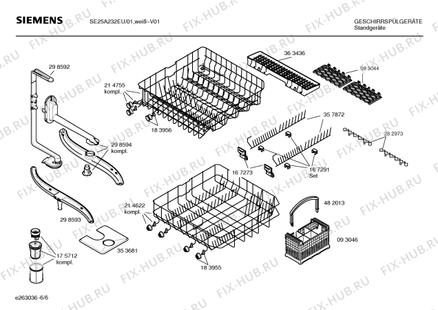 Взрыв-схема посудомоечной машины Siemens SE25A232EU - Схема узла 06