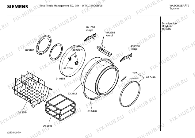 Взрыв-схема сушильной машины Siemens WTXL754CGB Total Textile Management TXL 754 - Схема узла 04