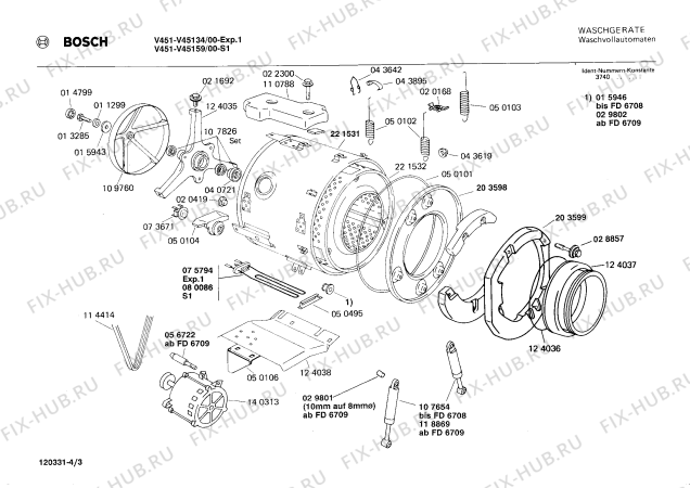 Взрыв-схема стиральной машины Bosch V45159 V451 - Схема узла 03