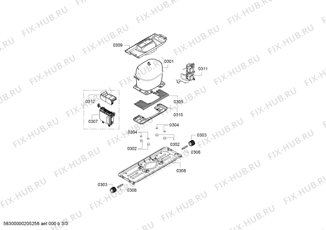 Взрыв-схема холодильника Bosch KGE39DI40 Bosch - Схема узла 03