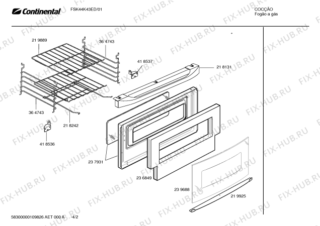 Взрыв-схема плиты (духовки) Continental FSK44K43ED - Схема узла 02