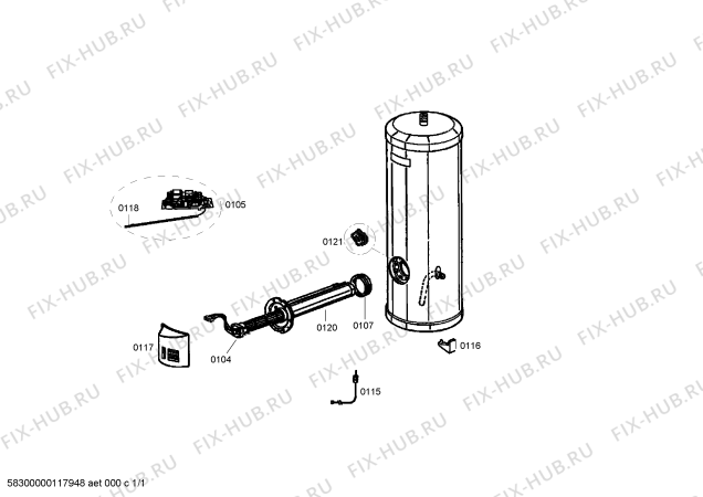 Схема №1 DF3017 с изображением Нагревательный элемент для водонагревателя Siemens 00660352