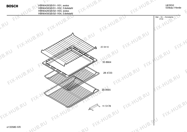 Взрыв-схема плиты (духовки) Bosch HBN6450GB - Схема узла 06