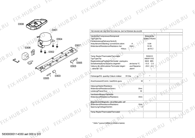 Взрыв-схема холодильника Bosch KSG35V20NE - Схема узла 03