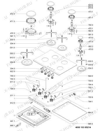 Схема №1 PGV500/WH с изображением Кнопка (ручка регулировки) для плиты (духовки) Whirlpool 481010374307