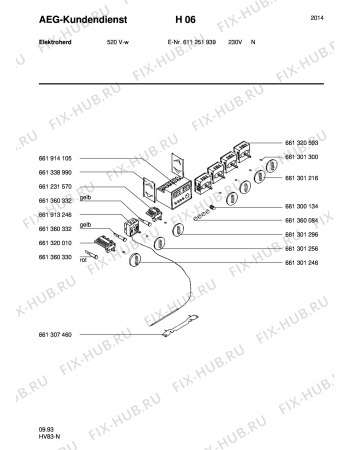 Взрыв-схема плиты (духовки) Aeg 520V-W N - Схема узла Section6