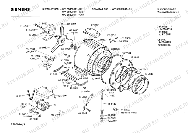 Взрыв-схема стиральной машины Siemens WV55800641 SIWAMAT 558 - Схема узла 03