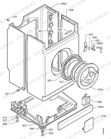 Взрыв-схема стиральной машины Electrolux EW1062W - Схема узла Cabinet + armatures