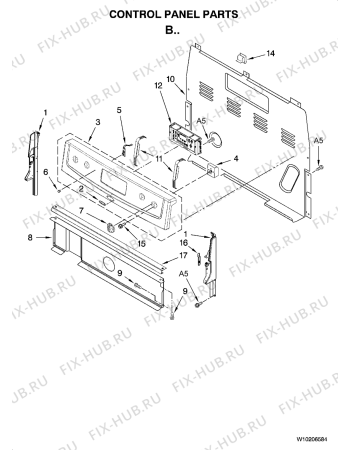 Схема №5 RF114PXSQ с изображением Панель для плиты (духовки) Whirlpool 482000011638