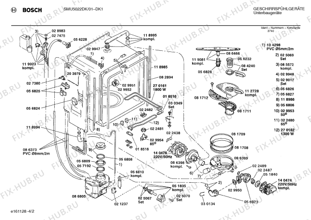 Взрыв-схема посудомоечной машины Bosch SMU5022DK - Схема узла 02