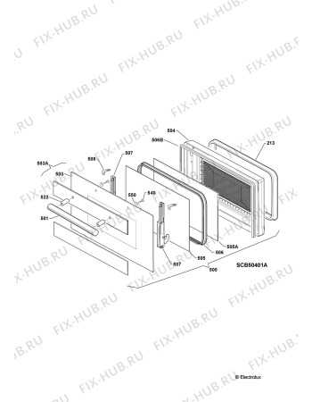 Взрыв-схема плиты (духовки) Electrolux EBCSL90WE - Схема узла Door 003