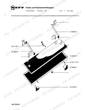 Взрыв-схема плиты (духовки) Neff 1113938504 1393/841BXY - Схема узла 02