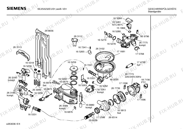 Взрыв-схема посудомоечной машины Siemens SE25A232EU - Схема узла 04