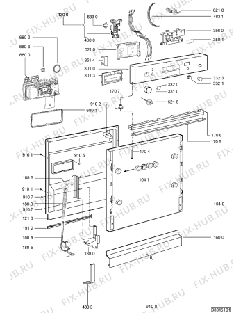 Схема №2 ADG 655 IX с изображением Модуль (плата) управления для посудомоечной машины Whirlpool 480140102095