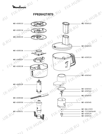 Взрыв-схема кухонного комбайна Moulinex FP826H27/870 - Схема узла ZP005385.5P2