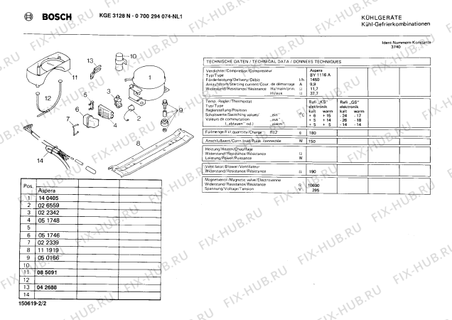 Взрыв-схема холодильника Bosch 0700294074 KGE3128N - Схема узла 02