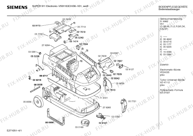 Схема №3 VS91163 SUPER 911 L ELECTRONIC с изображением Панель для электропылесоса Siemens 00150098
