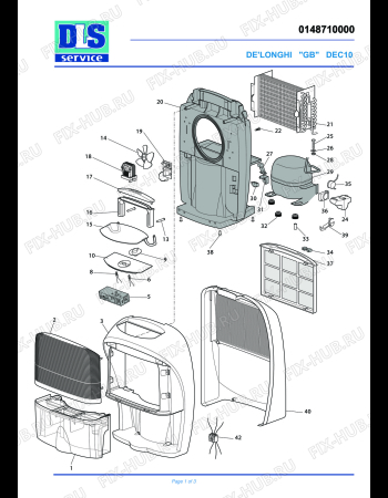 Схема №1 DEC10WT (R134a) с изображением Панель для увлажнителя и очистителя воздуха DELONGHI 5948015600