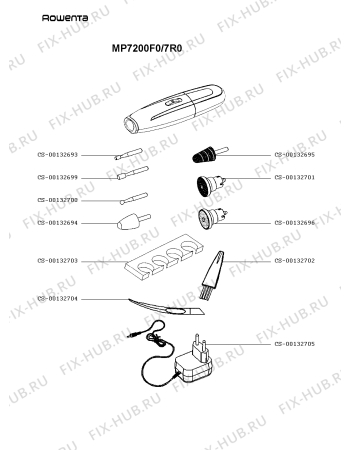 Схема №1 MP7200F0/7R0 с изображением Корпусная деталь для бритвы (эпилятора) Rowenta CS-00132696