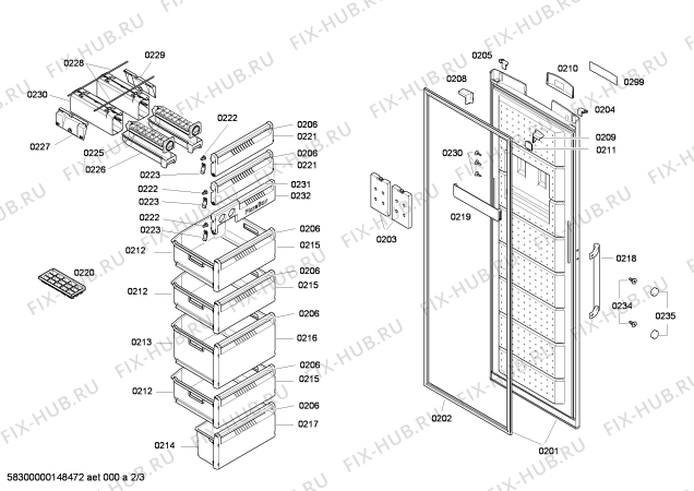 Взрыв-схема холодильника Bosch GSP40A32 - Схема узла 02