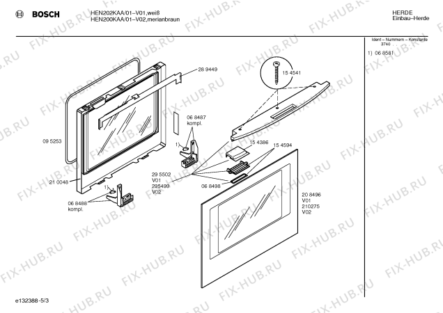 Схема №5 HEN202KAA с изображением Инструкция по эксплуатации для плиты (духовки) Bosch 00520119
