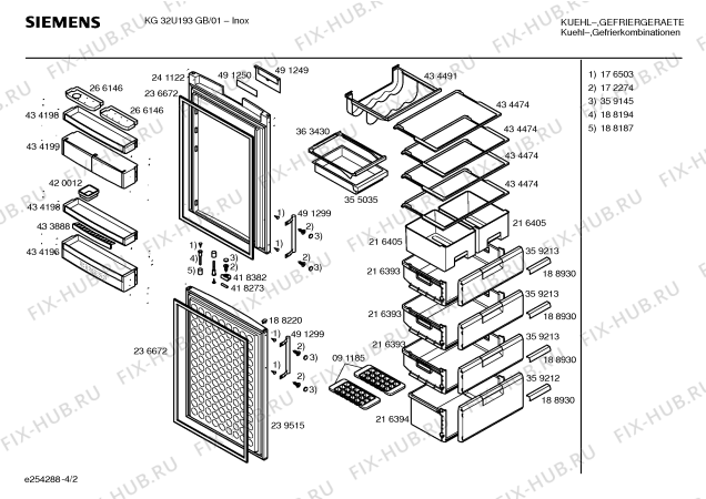 Схема №3 KG32U193GB с изображением Дверь для холодильника Siemens 00241122