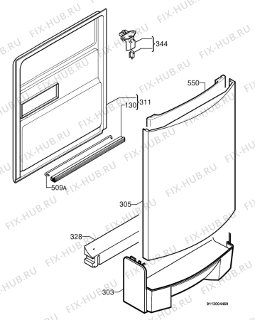 Взрыв-схема посудомоечной машины Electrolux ESF6130 - Схема узла Door 003