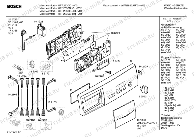 Схема №5 WFR2030 Maxx Comfort WFR2030 с изображением Таблица программ для стиралки Bosch 00529171