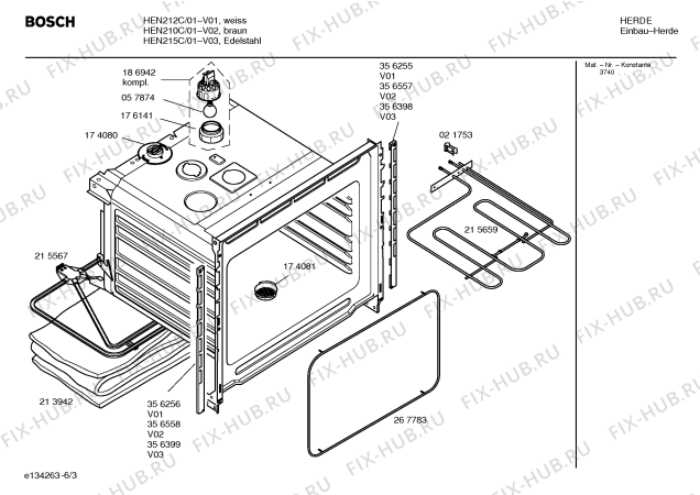 Взрыв-схема плиты (духовки) Bosch HEN212C - Схема узла 03