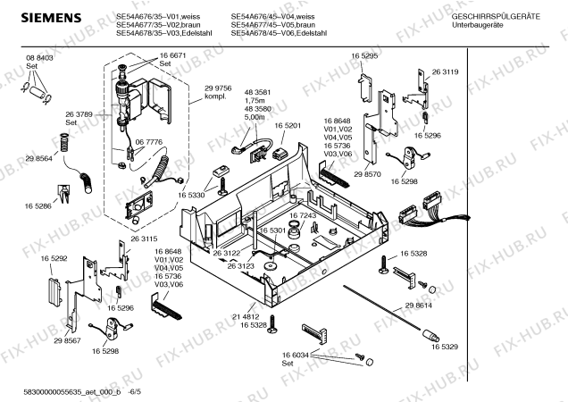 Взрыв-схема посудомоечной машины Siemens SE54A676 Extraklasse - Схема узла 05