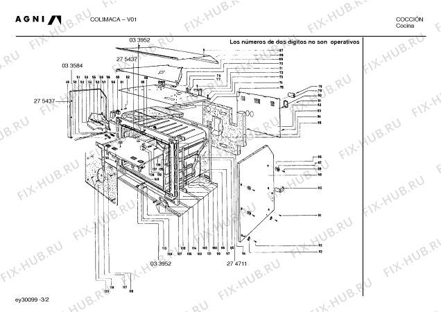 Взрыв-схема плиты (духовки) Agni COLIMACA COLIMA CA - Схема узла 02