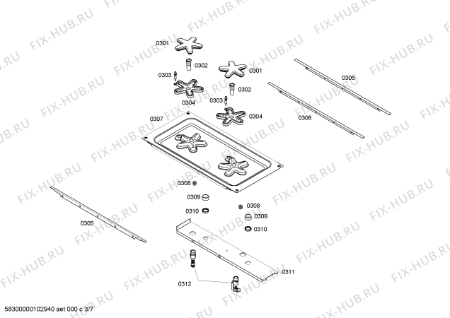 Схема №5 PSC486GLZS с изображением Переключатель для плиты (духовки) Bosch 00416769