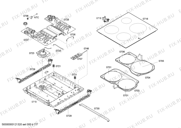 Взрыв-схема плиты (духовки) Bosch HLN448051S - Схема узла 07