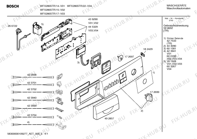 Схема №3 WFX286STR Sportline WFX286S с изображением Панель управления для стиралки Bosch 00443090