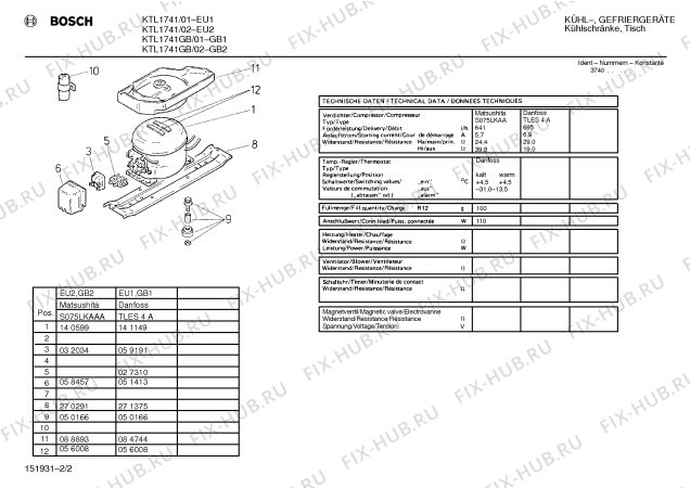 Взрыв-схема холодильника Bosch KTL1741 - Схема узла 02