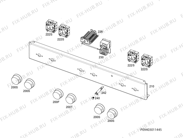 Взрыв-схема плиты (духовки) Electrolux EKS6030AOW - Схема узла Command panel 037